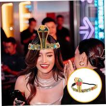 一套埃及服饰配件，包括金色埃及女王头饰、金属蛇形手镯、螺旋手镯、蛇形手镯、女性角色扮演首饰，金属材质，适合派对、婚礼、日常生活、工作、度假等场合。 - 彩色 - 查看 1