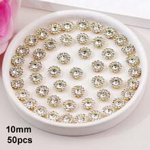 50 piezas/paquete, 8mm, 10mm, 12mm, 14mm, modelos mixtos, brillantes cristales de rhinestones con diseño de flor, base dorada, cristales de rhinestones brillantes adhesivos planos DIY para coser - multicolor - Ver 22