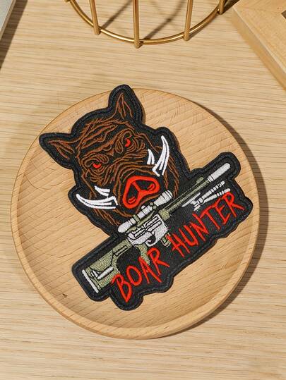 1 pieza Parche bordado de jabalí salvaje del bosque - Patrón de animal salvaje vintage marrón, adecuado para entusiastas de la caza al aire libre como parche bordado para planchar/coser, aplicable a mochilas, gorras y ropa/pantalones - Mochilas de senderismo y chaquetas, un regalo para la aventura forestal del explorador de la naturaleza