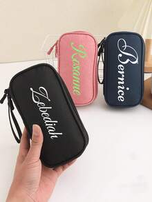 1pc Customizable Name Electronic Storage Bag, Waterproof Travel Storage Bag, Portable Travel USB Drive, Hard Drive, Earphone Storage Bag, Multifunctional Electronic Accessories Storage Bag, Suitable For Daily Use, School, Work Or Travel, Waterproof And Easy To Clean, Picnic, Outing, Travel, Birthday Gift, Teacher's Gift, Christmas Gift - Multicolor - View 2