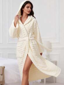 Men's Hooded Fleece Bathrobe, Super Soft Fluffy Luxury Loungewear, Warm Winter Bathrobe, Quick Dry Men's Bathrobe - Multicolor - View 2