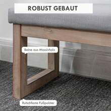 Footrest, Padded Stool With Wooden Legs, 68 X 38 X 42 Cm, Grey, Seat For Living Room, Bedroom, Entryway Bench - Grey - View 4