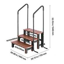 Hot Tub Steps With Handrail, 3-Step Spa Outdoor Stairs, Heavy Duty 25.2 Inch Wide Above-Ground/Inflatable Pool Ladder With 550 Lbs Weight Capacity, Multi-Use For Porch, Patio, Deck, Trailers - 25.2inch 550lbs - 查看 10