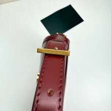 Burgundy Leather Shoulder Bag For Women, Minimalist Structured Crossbody Bag With Gold Hardware, Slim Rectangle Everyday Purse, 24.5x15x8.5cm - Burdeos - Ver 5
