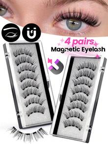 MAANGE Bộ 2/4 cặp mi giả tự nhiên có nam châm, có thể tái sử dụng, mi dày đan chéo, thiết kế hỗn hợp, phù hợp để sử dụng hàng ngày, đi làm, học tập, du lịch, dự tiệc và các dịp khác. - màu đen - Xem 3