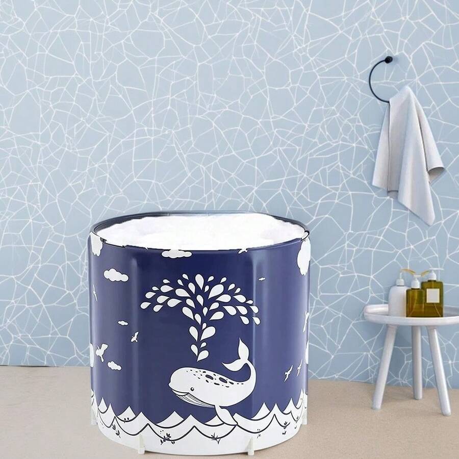 Bañera de spa plegable para adultos para relajantes baños - Bañera de agua caliente y fría duradera, diseño de ballena azul - Multicolor - Ver 1