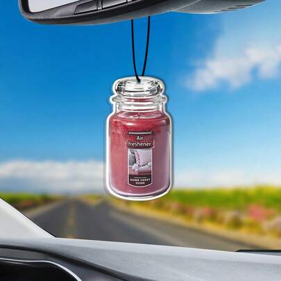 1/3pcs Home Sweet Home Jar Shaped Car Air Freshener | Random Fragrance Scented Paper Pieces, Natural Scented, Perfumed Rearview Mirror Decorative, Car Additions Interior Pendant For Christmas Gift