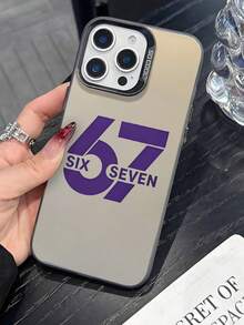 The New Series Of Creative And Fashionable IMD Laser Phone Cases ,Number 67 & SIX SEVEN Lettering Patterns, Classic Hybrid Phone Cases With Shock Resistance And Anti Slip, Compatible With Iphone 17/17Air/17Pro/17ProMax, 16/16Plus/16ProMax, 15.14, 13, 12, 11 Series, Suitable For Galaxy S22, S23, S24, S25 PLUS ULTRA Series, Easter Gift, Christmas/Halloween Decoration/Birthday Gift, Couple .Girlfriend, Boyfriend, Friend Or Yourself. - Black - View 3