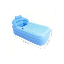 Folding Portable Adult Inflatable Bathtub Spa Warm Bath Tub Blow Up PVC - Blue - View 3
