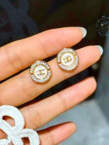 一对欧美经典百搭时尚新年新款微镶奢华凯旋门个性化耳环，时尚优雅小巧名媛风耳环，优雅耳环 - 彩色 - 查看 11