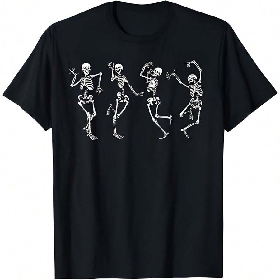 Dancing Skeletons Halloween Dance Of Death Macabre Skeleton T-Shirt - 黑色 - 查看 1