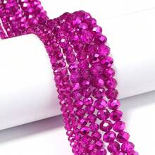 57/80/100颗刻面水晶玻璃珠 4-8毫米 紫红色半银色圆片隔珠，用于珠宝制作、手链项链工艺 - 紫紅色 - 查看 5