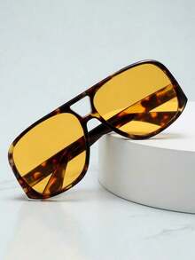 1pc Unisex Square Large Frame High-Quality Stylish Glasses, Suitable Driving, Casual, Holiday Travel, Party And Daily Use CHW9 - sss龜殼框紫色錠劑 - 查看 11