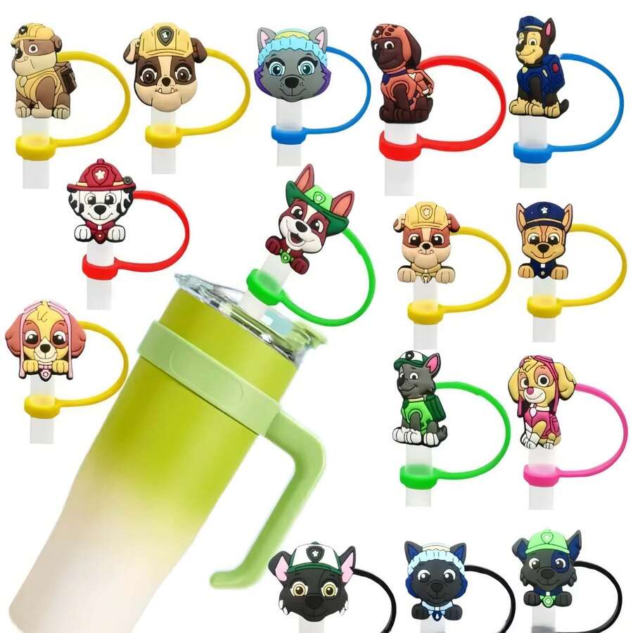 2 nắp đậy ống hút cốc hình Paw Patrol, phù hợp với cốc 40/30oz, có thể tái sử dụng, màu sắc ngẫu nhiên dễ thương, nắp bảo vệ di động, nắp chống bụi cho ống hút, không tiếp xúc với thực phẩm! - Nhiều màu - Xem 1