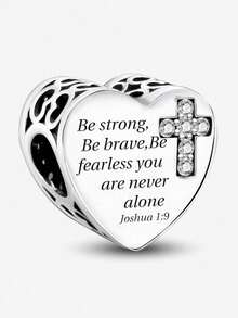 1pc 925 Sterling Silver "All Things Are Possible" Cross Pendant, Suitable For DIY Women Jewelry Bracelet - Gather - View 8