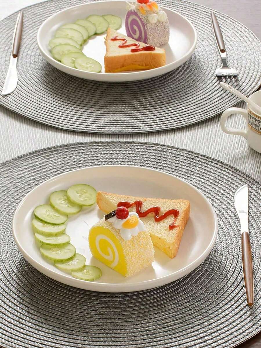 2pcs/4pcs 15-Inch Round Woven PP Placemats, Hand-Woven Table Heatproof Pad In Pure Color,Multi-Color Options, Washable Non-Slip Heat-Resistant Table Mats Coasters, Suitable For Home Dining Table Decor, Holiday Parties, Restaurants, Kitchens, Farmhouse Style, Christmas & New Year Parties,Festival Accessaries. - Multicolor - View 1