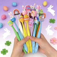 12片/24片卡通兔子和复活节彩蛋图案超大橡皮擦，高品质，清洁不留痕迹，适合学生、课堂奖励、节日、办公用品 - 復活節系列橡皮擦捲髮 - 查看 7