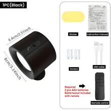 2个/1个LED双面发光磁吸壁灯，LED双面磁吸柜灯，360°旋转，USB充电，三级调光，触摸和遥控，LED床头灯，室内照明，适用于客厅、卧室、走廊、床头，现代壁灯装饰，家居装饰照明，走廊照明，卧室装饰，现代装饰，展厅照明 - 彩色 - 查看 16