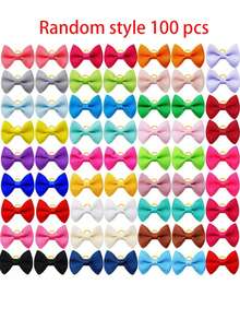 10/15/20/50/100pcs Set Solid Color Handmade Puppy Bow Ties With Elastic Bands, Pet Dog Hair Accessories, Cute Cat Bows, Pet Supplies - Multicolor - View 16