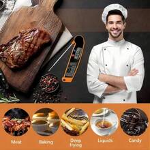 Instant Reading Meat Thermometer Digital Probe Milk Liquid Barbecue Thermometer Great Cooking Kitchen Barbecue BBQ Milk Candy For Hotels, Restaurant, Bulk Kitchenware&Tableware - 黑色 - 查看 5