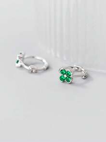 1pc S925 Sterling Silver Four-Leaf Clover Flower Stud Earrings - Classic Minimalist & Elegant Earrings - Single - View 5