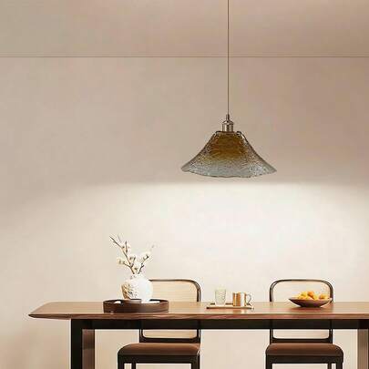 10.24 Inch Amber Glass Crackle Trumpet Lamp Shade, Industrial Chic Style, E26/E27 Base, Suitable For Dining Room, Living Room, Kitchen, Island, Entryway, Bar, Hotel, Cafe, Corridor, Bedroom (Shade Only)