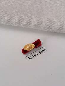 5个/10个金色金锭发夹，节日红色侧刘海发夹装饰发卡 - 紅色 - 查看 5