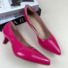 Women's Dress Shoe, Pointed Toe, Patent Leather, Low Heel (5cm), Comfortable, Casual, Evangelical Fashion. - 玫紅色 - 查看 3