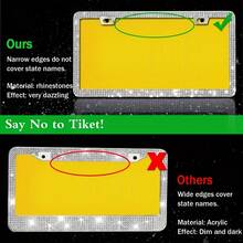 Shiny License Plate Frame, Crystal License Plate Cover, Car License Plate Holder Set With Crystal Rhinestone Screws, License Plate Cover For Vehicles, Car License Plate Number Holder - A - View 7