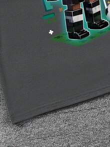 Set Kaos Lengan Pendek Leher Bulat dan Celana Pendek untuk Anak Laki-Laki Usia Remaja (Tween Boy) - Dark Grey - View 4