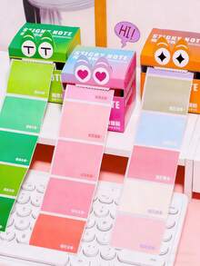 1张全新卡通渐变拉页便签本，高品质便利贴，适合日常使用、学习、标记、笔记等。