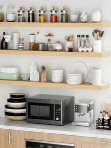 1pc No-Drill Floating Shelf Wall Mount Bookshelf For Plants, Decor, Dorm Room, Wooden Wall Mounted Storage Rack - Yellow - View 6