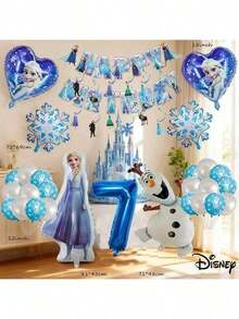 54pcs Snowman Standing Anna Princess Number Balloon Set Theme Birthday Party Decoration Balloons - Multicolor - View 8