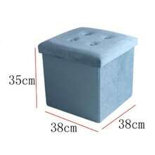 Taburete de almacenamiento, taburete plegable, acolchado con funda, taburete de noche y taburete para cambiar zapatos, adecuado para sala de estar, área de entrada, dormitorio, taburete tipo caja de almacenamiento en dormitorio, 3 tamaños y 5 colores para elegir. - Azul - Ver 10