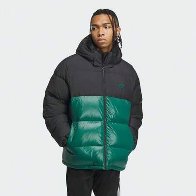 Adidas Nike Sportswear Metro Therma-FIT 品牌logo寬鬆連帽保暖麵包羽絨外套 女款 綠古色