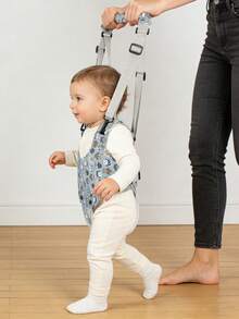 1件装新款婴幼儿学步辅助背带，四季通用印花篮式婴儿学步背心，多功能婴儿学步牵引绳，手持式儿童学步训练器，幼儿学步安全带 - 藍色印花貓頭鷹 - 查看 3