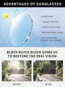 1pc Unisex Square Large Frame High-Quality Stylish Glasses, Suitable Driving, Casual, Holiday Travel, Party And Daily Use CHW9 - sss龜殼框紫色錠劑 - 查看 10