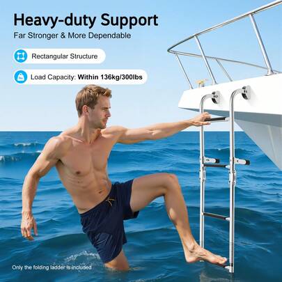 WUPYI2018 2+2 Klappbare Stufenleiter, Edelstahl klappbare Bootsleiter, klappbare Leiter für Boot und Yacht