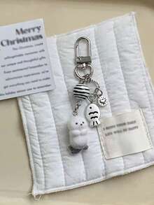 1pc Flocked Cartoon Keychain - Glacier Series, Polar Bear, Penguin, Sea Otter Pendant, Cute Bag Charm Gift - Multicolor - View 18