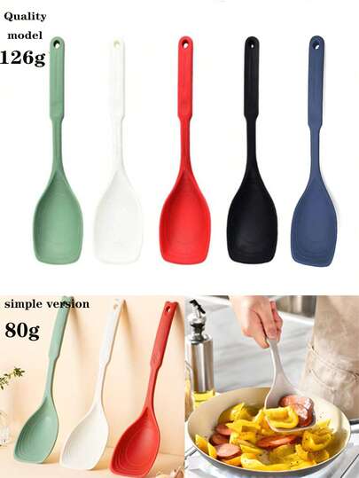 3件/2件/1件 硅胶烹饪勺 二合一多功能硅胶烹饪铲 厨房勺刮刀，耐热，带刻度，适用于家庭厨房、炒菜、盛汤，必备烹饪工具（红色、绿色、白色、黑色）