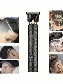 USB充电式多功能理发器，300mAh锂电池。小巧便捷，不锈钢刀片，刀片可水洗，配备4个修剪附件，纹理机身设计，底部隐藏式充电口，可精准修剪和造型，男女皆宜，适用于家庭和专业沙龙使用。 - 彩色 - 查看 11