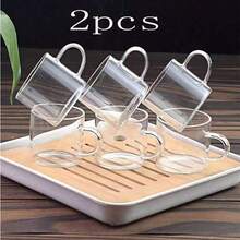 12/6/4/2pcs Set Elegant Coffee Cups, High-End Tea Cups, 110ml Household Small Tea Cups, Transparent Glass With Clear Handle, Heat-Resistant Mini Cups, Minimalist Style Office Tea Cups, Unique Mugs - Transparent - View 8