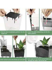 FEPK Maceta autorriegable automática, maceta cuadrada de plástico transparente y transpirable con autoadsorción, maceta hidropónica de escritorio, diseño moderno, multicomponente, apta para plantas araña, orquídeas, violetas africanas, satisface las necesidades de jardinería doméstica, jardinería fácil - Multicolor - Ver 9