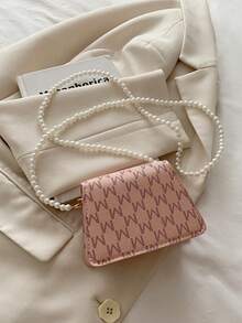 1pc Young Girl Casual Fashion Bow Quilted Pearl Chain Crossbody Bag, Suitable For Daily Use - 5011# - View 6