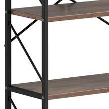 5 Tiers Bookcase Tall Book Shelf With Metal Frame, Industrial Display Storage Rack, Shelving Units For Living Room Bedroom Home Office Kitchen, Rustic Brown Book Shelves - Mocha Brown - View 9