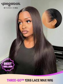 MEGALOOK Upgraded 13x6 3-In-1™ Lace Front Wig, Silky Straight Hair, Pre-Cut Lace Hairline, Bleached Knots, Glueless Real Human Hair, With Drawstring, 150%/200% Density, Pre-Plucked, Transparent Lace, Natural Color Human Hair Wig, Suitable For Women's Daily Wear, Office, Party Styling, Y2K Cool, Vacation, Outdoor Role-Playing, School, Holiday, Halloween, Festival - SNatural - View 2