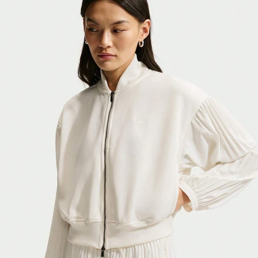 Nike 女士 AS W NSW 褶裥单层针织夹克（无帽）IQ0437-133 - 白色 - 查看 1