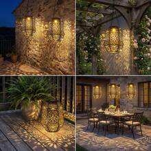 Farol solar colgante para exteriores, resistente al agua IPX4, ideal para decoración de jardín, ideal para patio, terraza, césped y porche, un regalo único para el hogar. - Diamante-A - Ver 7