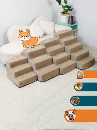 1 st flerfärgad rektangulär sluttande klätterstege, halkfri liten bäddsoffa för hundar, husdjurstrappa för tekopp, små, äldre hundar och katter, avtagbar svamptrappa, lämplig för husdjur