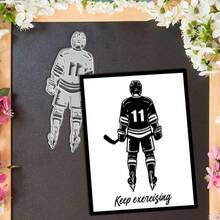 Creative Ice Hockey Player Cutting Dies, DIY Scrapbooking Album And Embossing Stencil, Greeting Card Making Tool, Card Paper Cutting Crafts ,Gift Card Making Template Die Cuts. - Silver - View 3